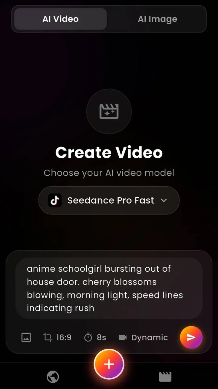 AI short video generator app with cinematic video previews